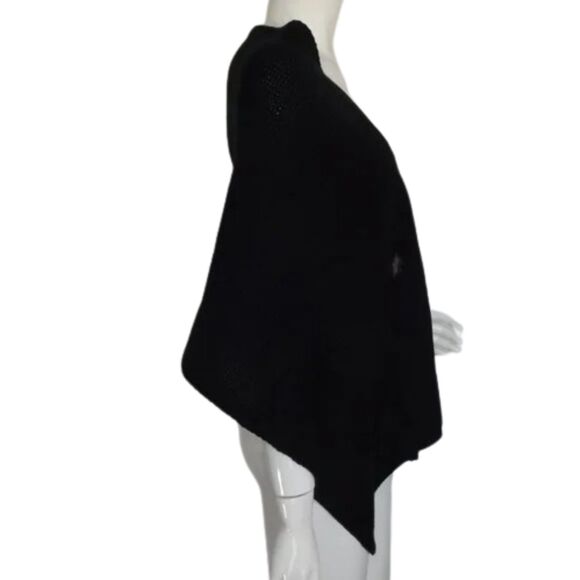 WRAP/SCARF, 18 x 66, Black Knit, Jumbo Buttons, Wide, Covers shoulders - Picture 6 of 9